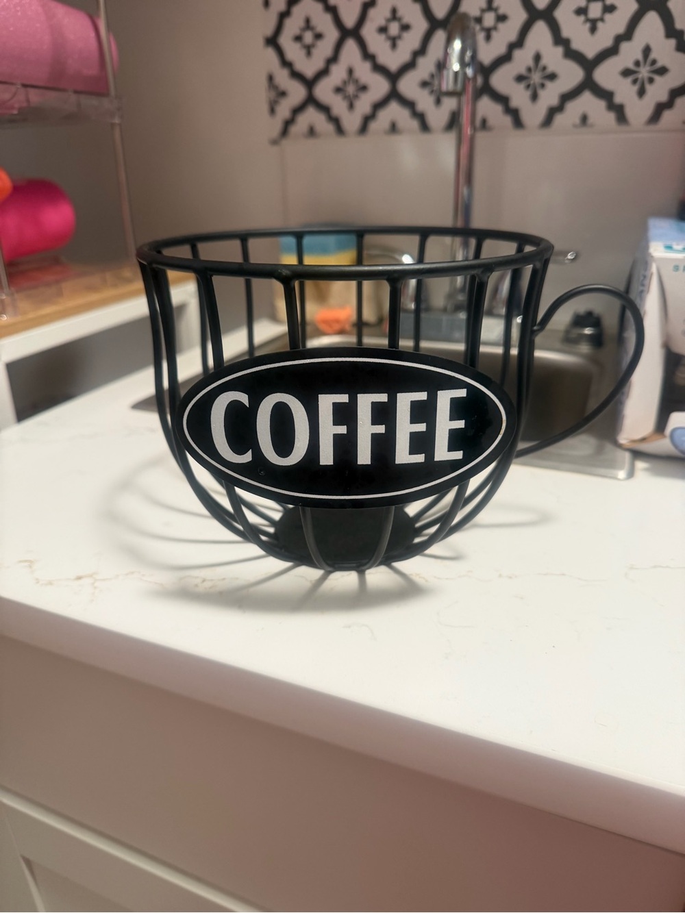 Hobby Lobby Black COFFEE Wire Coffee Pod Holder Basket